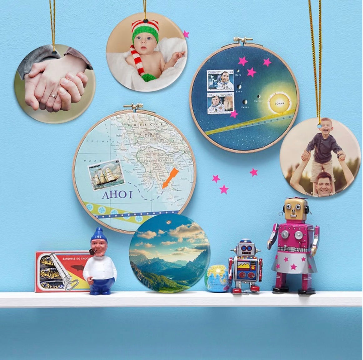 Custom Holiday Round Photo Ornament